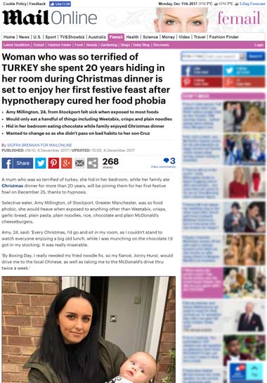 Hypnotherapy cured food phobia